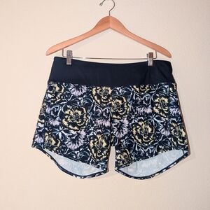 Oiselle Long Roga Running Shorts -Flower Burst - Size 8